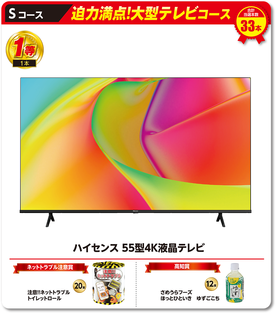 Sコース 迫力満点！大型テレビコース